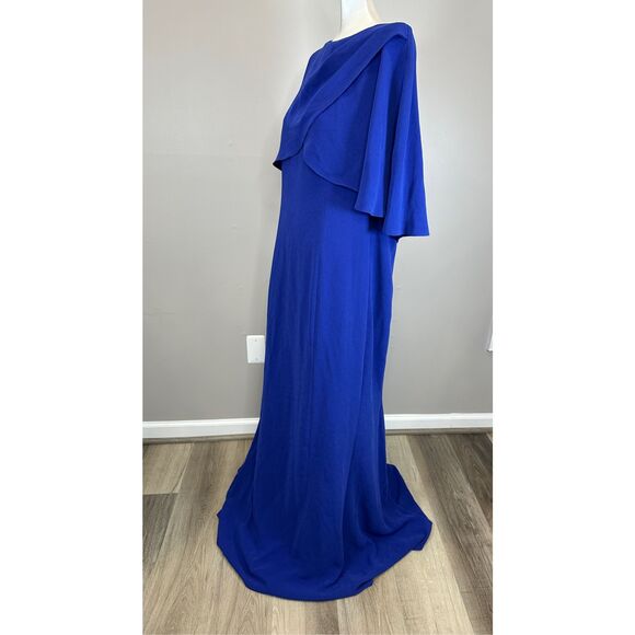 Teri Jon by Rickie Freeman Capelet Crepe Column Gown US14 $660 - Picture 6 of 10
